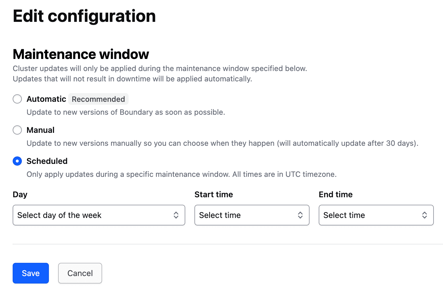 Edit Maintenance Window