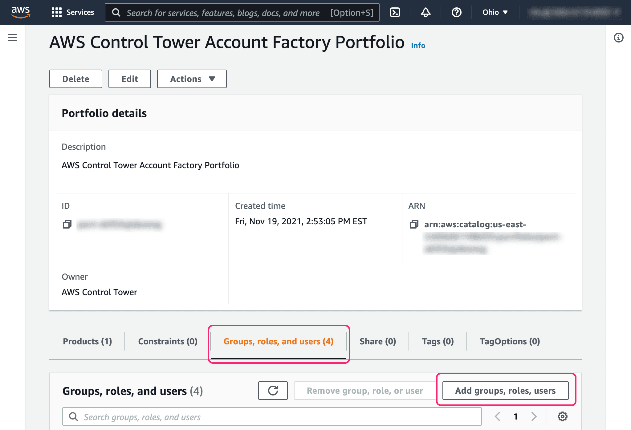 Add role to AFT Service Catalog portfolio