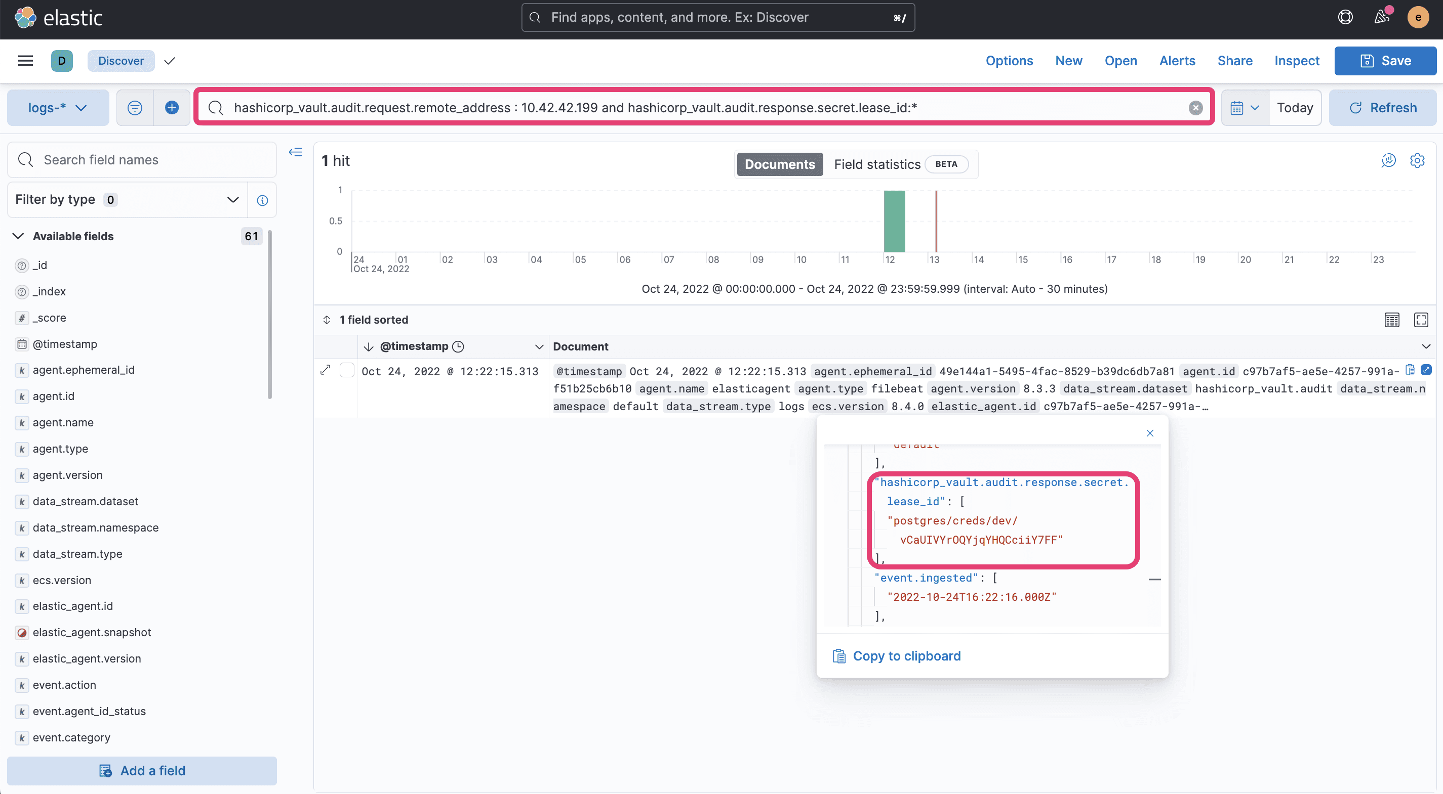 Elastic query for lease ID